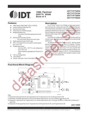 IDT71P73604S250BQ8 datasheet  